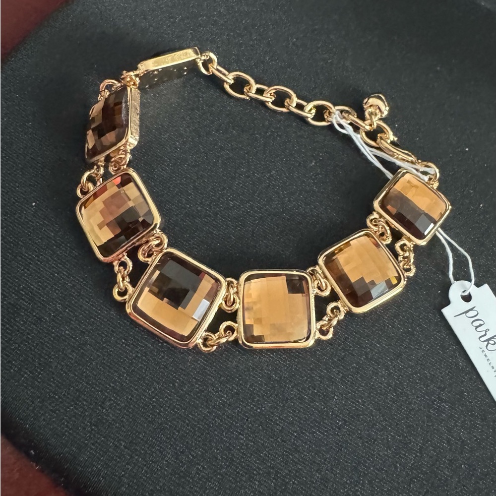 Park Lane Golden Honey Crystal Necklace and Matching Bracelet - Goldtone Accents - Picture 6 of 9